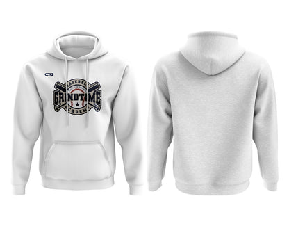 Change The Game Apparel GrindTime Classic fleece-lined hoodie shown in navy with front pocket and drawstrings.