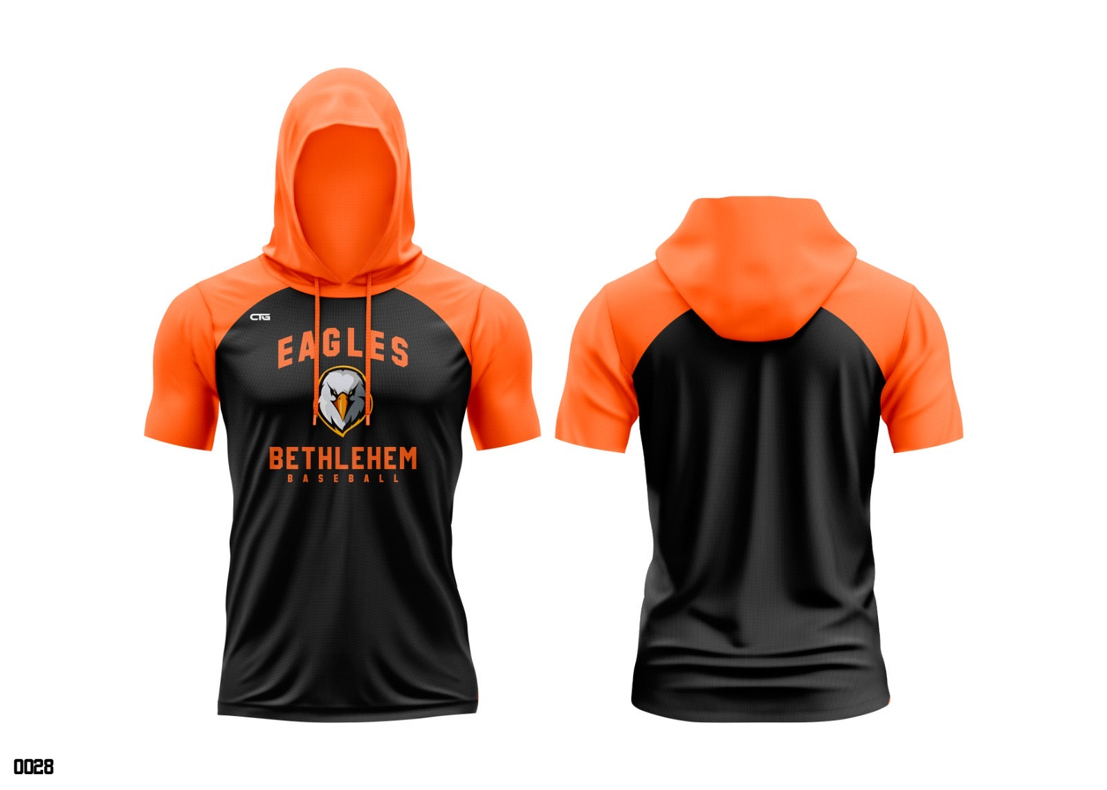 Bethlehem Eagles Blaze hooded short sleeve shirt by Change The Game Apparel, featuring a bold eagle and flame design.
