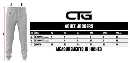 Gray fleece-lined GC Outlaws joggers by Change The Game Apparel, featuring a relaxed fit and adjustable drawstring waist.